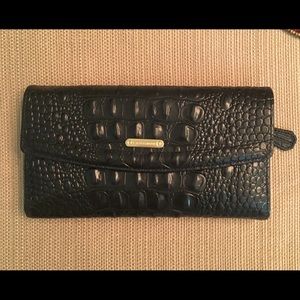 Brahmin Black Melbourne Leather Deluxe Wallet